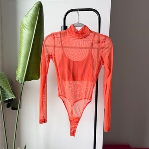 Mistress Rocks Orange Mesh Bodysuit